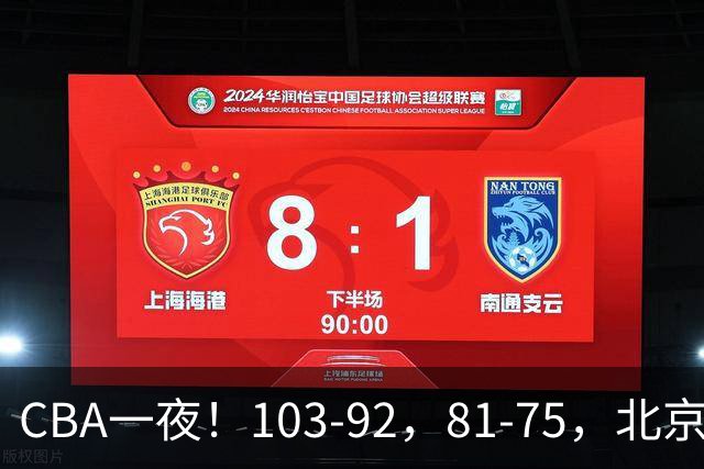 CBA一夜！103-92，81-75，北京，浙江全胜，辽宁首败，积分出炉